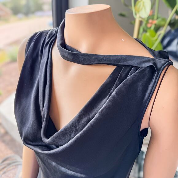 Banana Republic, Hammered Black Satin Cowl-Neck Tank, Sleeveless, Women’s Small - Picture 5 of 10
